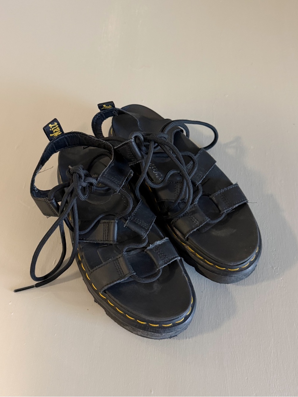 Dr. Martens Nartilla Black Leather
Platform Lace-Up Strappy Sandals US 8